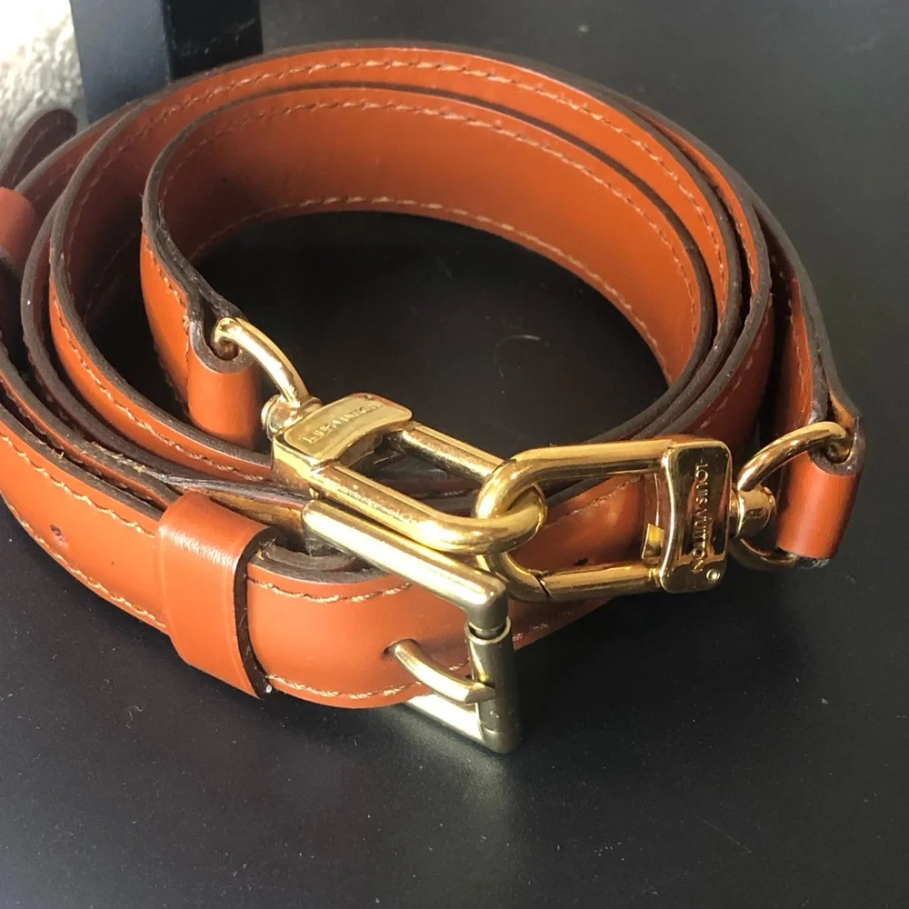 LOUIS VUITTON Adjustable Brown Kenyan Fawn Leather Strap with Gold Hardware